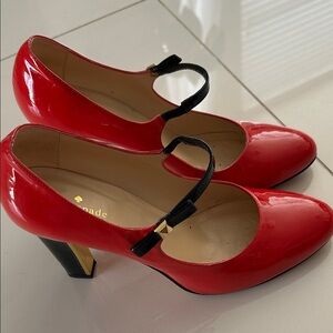 Kate Spade Red Heels with Black Accents